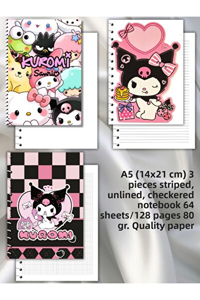 daily notebook مجموعة كورومي مكونة من 3 دفاتر ملاحظات بحجم A5 (14x21 سم).