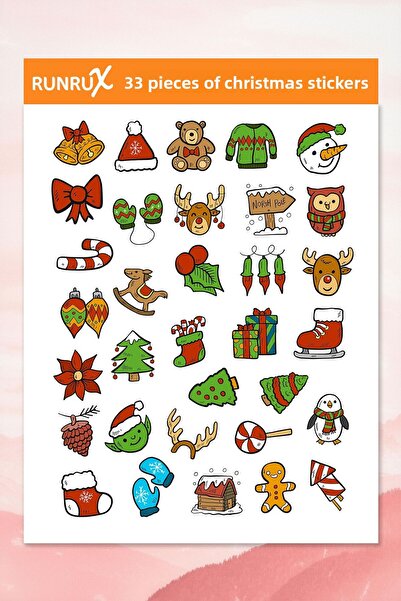 Runrux ملصق عيد الميلاد جدول الأعمال، دفتر الملاحظات، الكمبيوتر المحمول، الها...