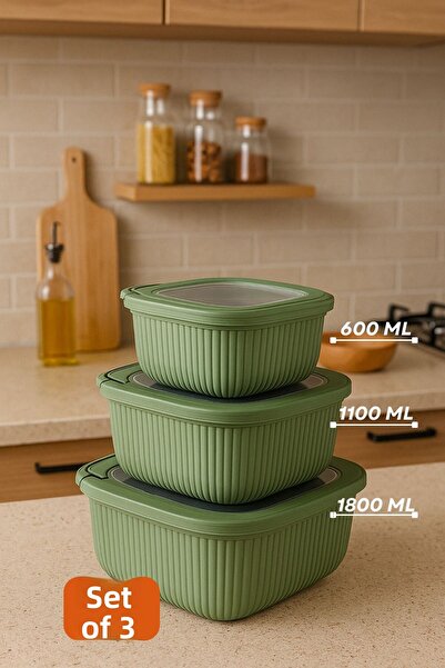 welcomein 3-Piece Colorful Lockable Lid Storage Container Diffuse Microwave a...
