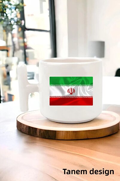Tanem Tasarım كوب قهوة بمقبض على شكل حرف T مع تفاصيل العلم الوطني، ألوان وطني...