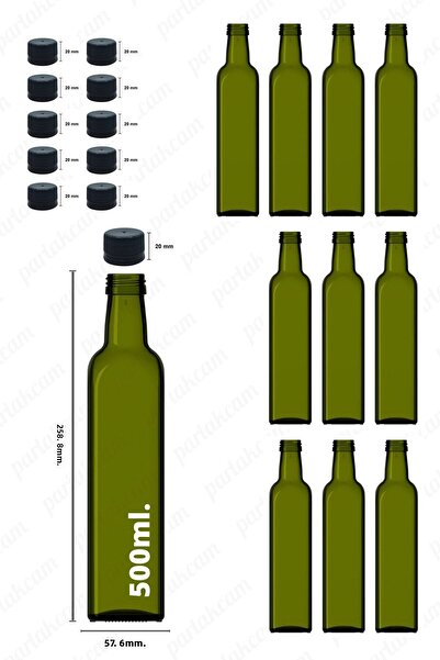 parlakcam زجاجة زيت زيتون زجاجة زجاجية خضراء 500 مل وعاء زيت ماراسكا زيت الخل وزجاجة صلصة (10 قطع)