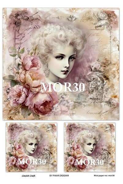 LİNEART Brass Decopage Paper No:Mor30