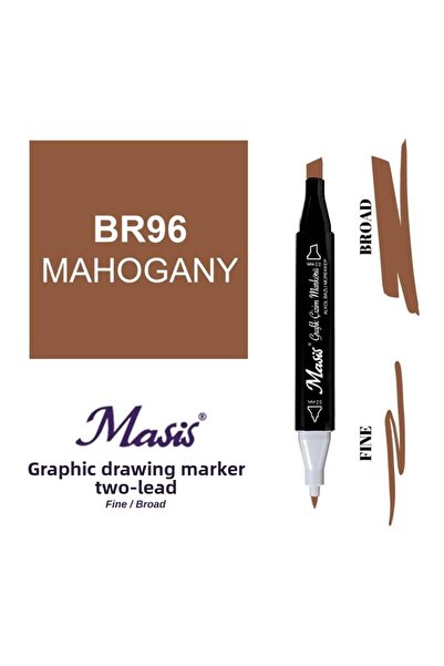Masis قلم رسم جرافيك - طرف مزدوج، 96 ماهوجني