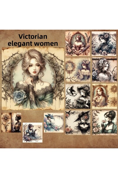 Pink Swan Craft Perioada victoriană - Femei elegante 12 buc. Set de autocolan...