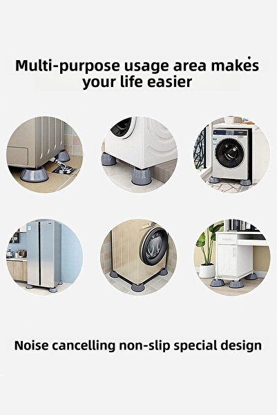 Sharvox 4 Pieces of Riser and Anti-Vibration Laundry Dishwasher Refrigerator White Goods Stand Legs