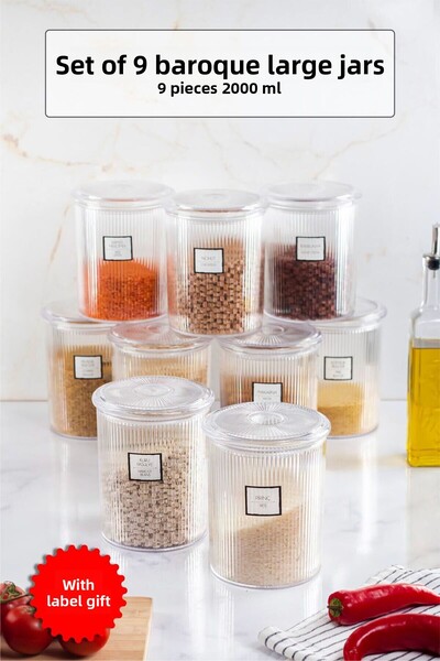 Depa 9-Piece Baroque Round Large Jar Set - Storage and Food Container (9*2000...