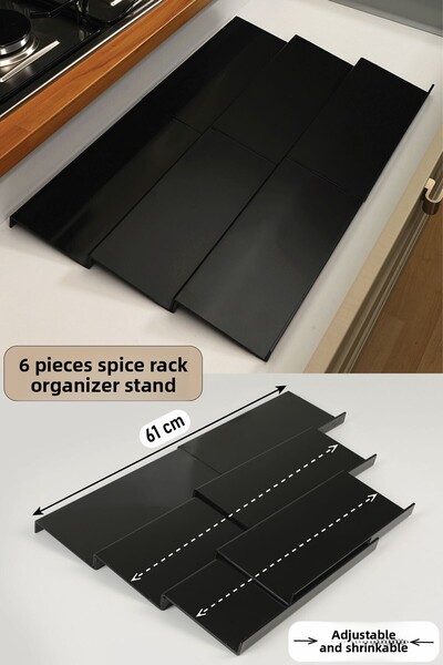 color house 6 Pcs Drawer - Kitchen Cabinet Organizer, Spice Rack Stand (Black...