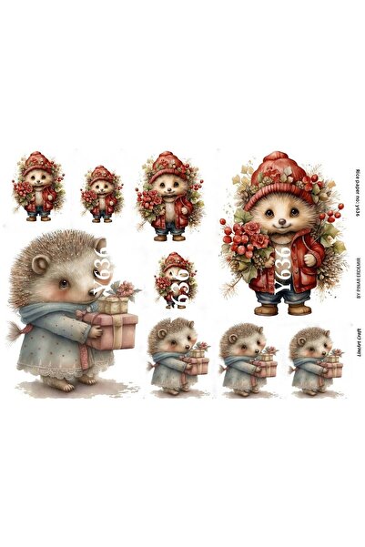 LİNEART Lineart Christmas Pattern Brass Decopage Paper No:Y636- 29X42Cm