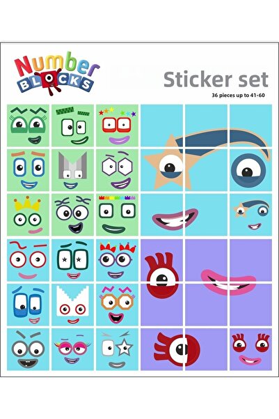 Printhome عدد كتل الرياضيات التعليمية وحدة مكعب Snapcubes /41-60 ملصق 36 قطعة