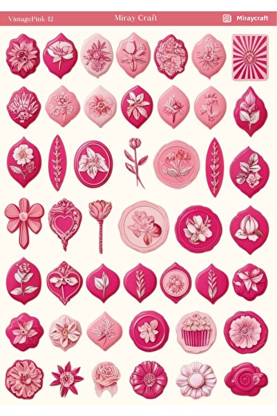 MirayDesign قطعة واحدة من الملصقات ذات الطابع العتيق الوردي (12 × 17 سم) لمجل...