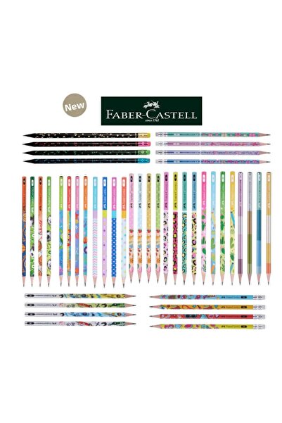 Faber Castell قلم رصاص فابر كاستل لوكس مرجاني مختلط دائري مع ممحاة 6 قطع