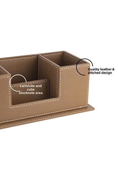 2K Desktop Leather Organizer Pen Holder 4 Compartments Desktop Organizer Rainbow Vegan 10X12X25 Cm.