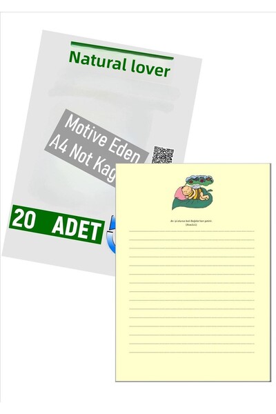 Doğasever Motivated A4 Note Paper 20 Colored Images and Textured Words