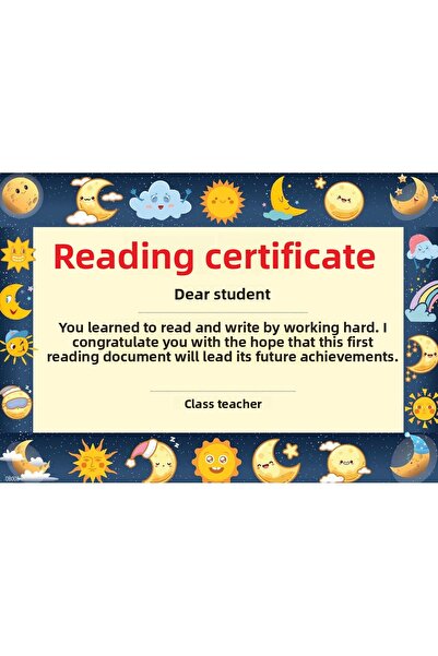 uzaktangelir Primary School Reading Certificate 1St Dough Thick Grammage Card...