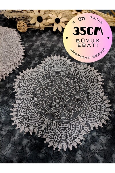 Çt Çeyizci Tekstil طبق، طبق تقديم القهوة الأمريكية 6 قطع، 6 قطع طبق، 6 قطع قا...