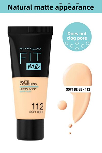 Maybelline New York Fit Me Matte Poreless Foundation - 112 Soft Beige