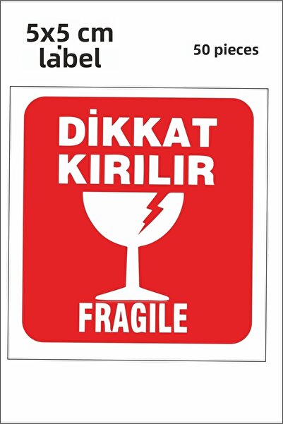 Hsn Atenție Spărtă Etichetă 5x5 Cm Lucioasă 50 Bucăți