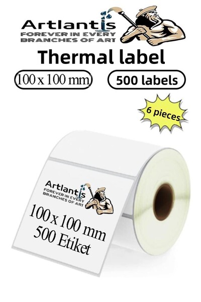 Artlantis Etichetă cu cod de bare 100x100 mm Adezivă 6 bucăți Etichetă în rol...