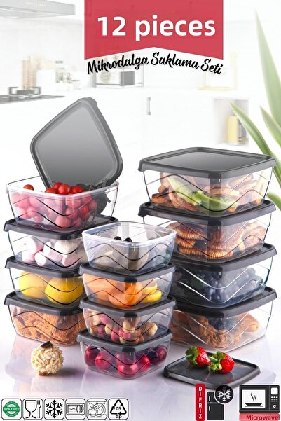 Nandy Home Σετ 12 τετράγωνων δοχείων αποθήκευσης - Χρήση φούρνου μικροκυμάτων...