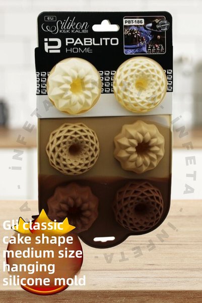 İnfeta 6-Piece Classic Belly Cake Shaped Medium Size Bakable Fireproof Silico...