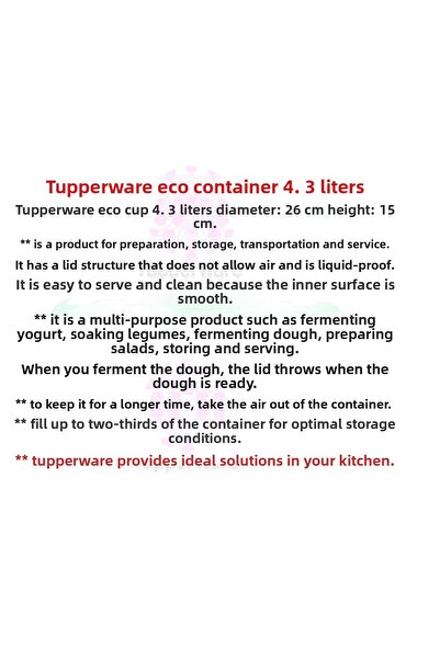 Tupperware Eco Container 4.3 Liter Storage Serving Container Hsgl Blue