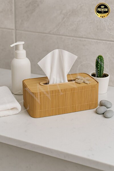 NEWNOW Bamboo Napkin Holder, Bamboo Napkin Box Bamboo Rectangular