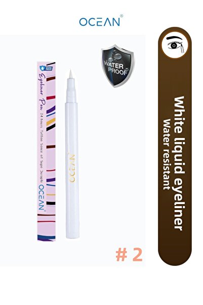 Ocean White Eyeliner, Liquid Pen Eyeliner, Waterproof, Intense Pigmented