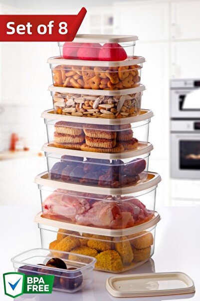 Nandy Home Set of 8 Easybox Multi-Purpose Storage Containers, Usable for Microwave and Freezer