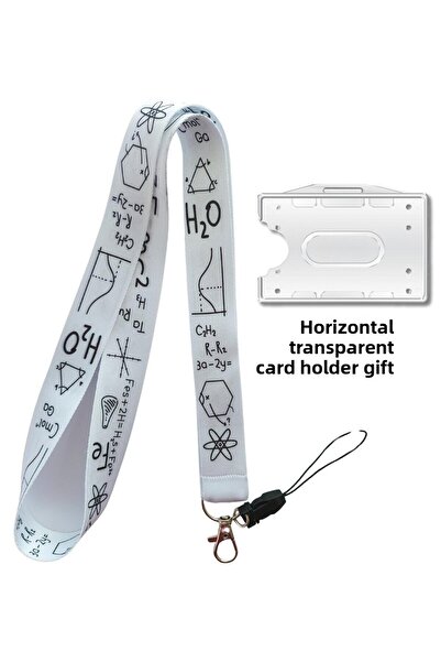 doktorbonem Card alb - Formula de fizică E=mc2, guler și curea pentru gât, curea pentru telefon cu cortură verticală orizontală