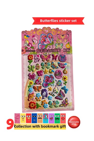 Pembe Pasaj Butterfly Sticker - Embossed Sticker for Children