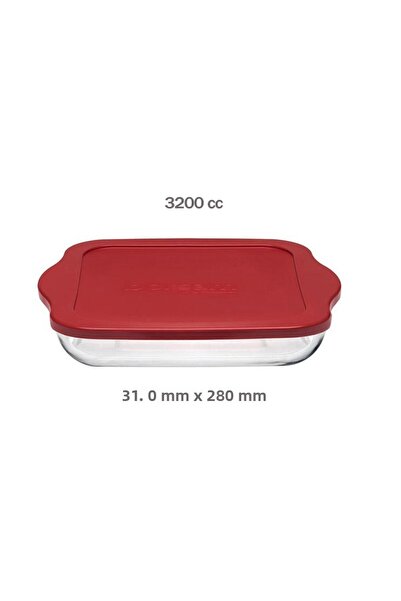 Paşabahçe Red Covered Pyrex Set 7 Pieces