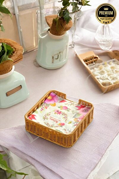 MASTER KİTCHEN Suport pentru șervețele pătrate din ratan, organizator din ratan