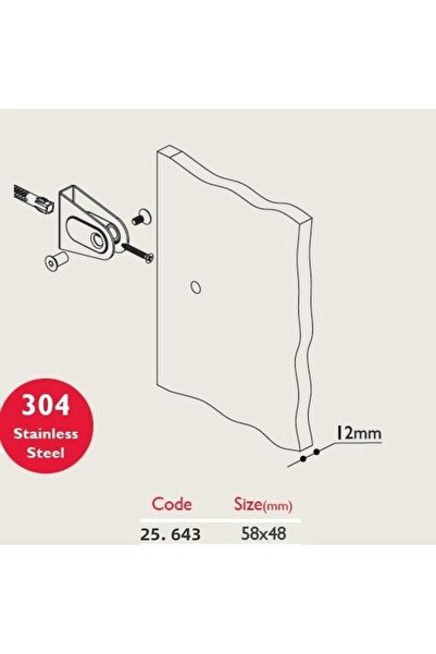 Gürçay Conexiune dulap din inox U 12mm 25.643