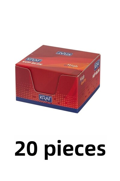 KRAF 20 قطعة من ورق الملاحظات المكعب الأبيض مقاس 8x8 سم 115 جرام