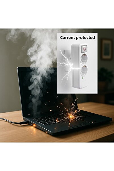 Badem10 مقبس كهربائي لاسلكي مكون من قطعتين مع مفتاح حماية من التيار المقاوم وزر غوليات ومقبس توصيل متعدد مأرضي