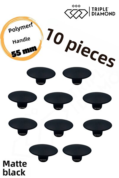 Triple Diamond Buton din polimer negru mat pentru sertar de mobilier, mânere ...