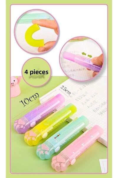 TOYFEST Bright Colored Cat Paw Figured Eraser Set - 4 PCS