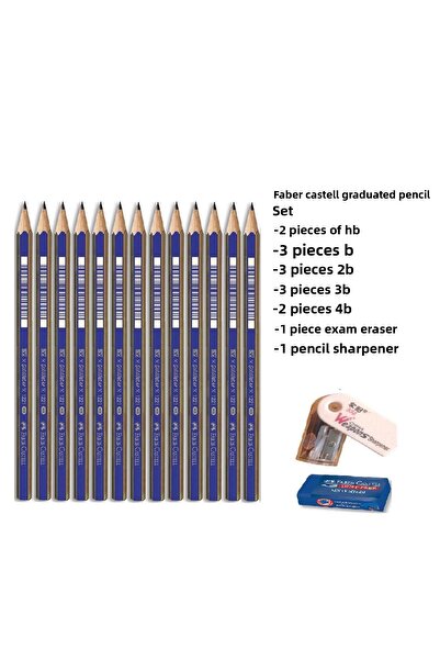 Faber Castell مجموعة أقلام رصاص متدرجة من فابر للرسم 4b 3b 2b B Hb مجموعة مكو...