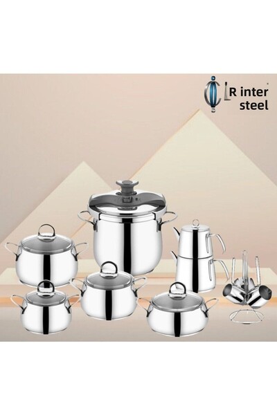 İNTER CELİK İnter Çelik Hanzade 18 Piece Practical Silver Steel Set