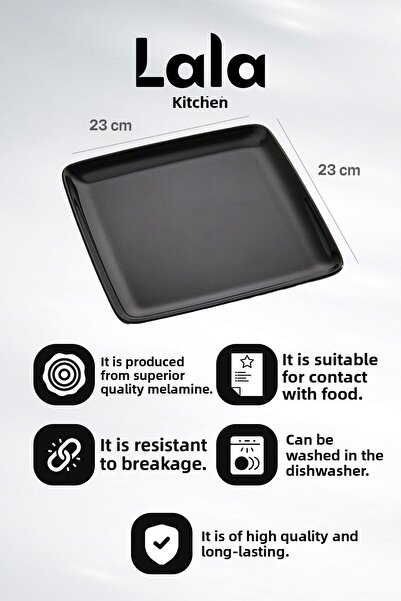 Lala Mutfak Gözde Square Serving Plate - Set of 3 (23 cm - Stylish, Durable, Food and Presentation Plate)
