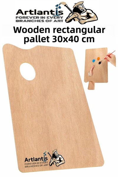 Artlantis Paletă dreptunghiulară din lemn naturală 30x40 cm 1 bucată Paletă m...
