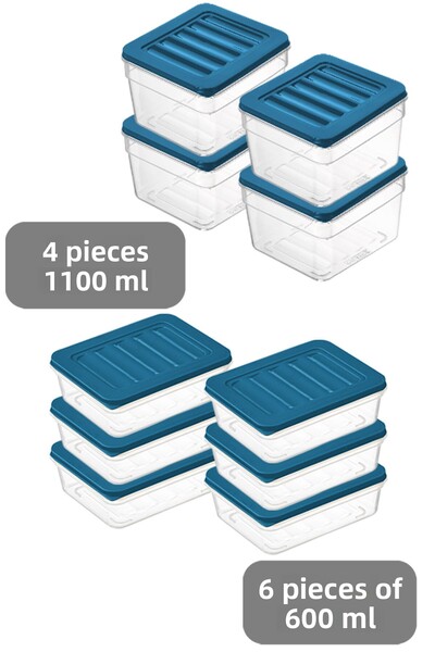 Meleni Home 10-Piece Microwave Compatible Organizer Set Organizer Food Storage Container Deep and Shallow S Blue