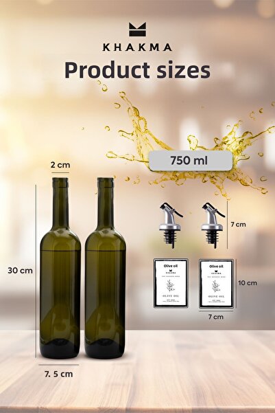 KHAKMA Amber Set of 2 750 Ml Olive Oil Bottles Oil Pot Oil Bowl 750-bz-bz