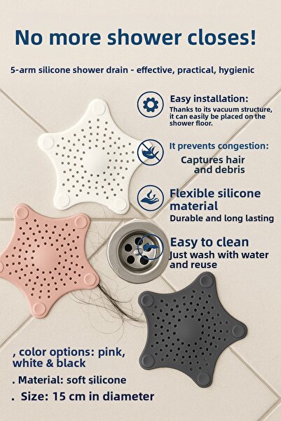 EMPA A V M مصفاة سيليكون ذات 5 أذرع لتصريف الحوض والدش