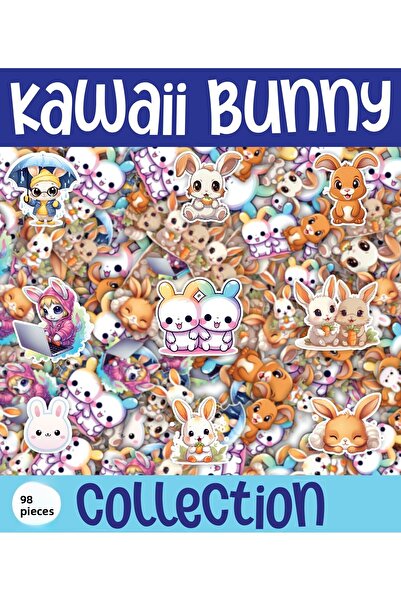 cakaybu Set de 98 de autocolante cu tematică Kawaii Sea Bunny (Iepure) 2 coli A4