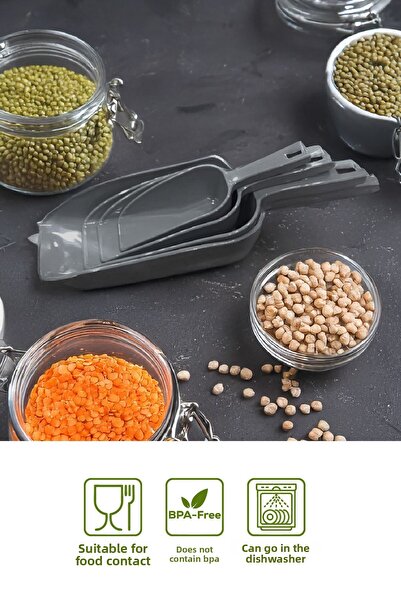 Vienev Gray Set of 4 Plastic Food Shovels