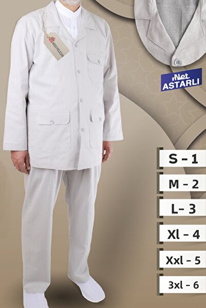 Hediyeleşin بدلة سفاري للحج والعمرة للرجال - رمادي