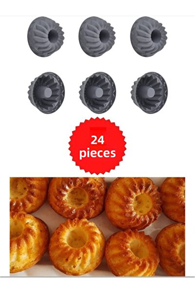 HOLLYHOME طقم خبز الكعك والكب كيك مكون من 24 قطعة - أنثراسايت