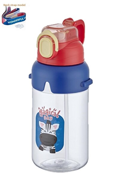 Vagonlife 650 Ml School Water Bottle with Neck Strap, Thick Straw and Locking Lid 3 Colors