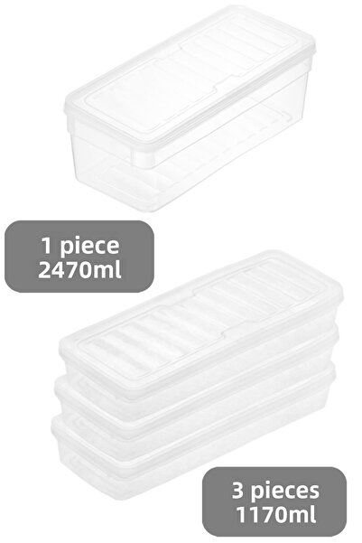 Meleni Home Set of 4 Microwave Compatible Storage Containers - Organizer with Clear Lid L